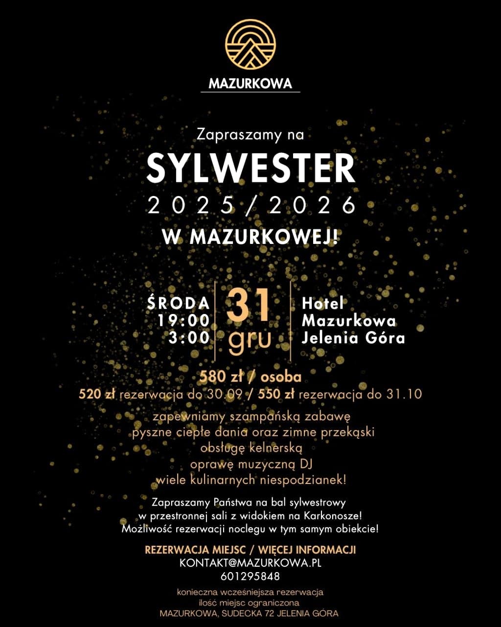 Sylwester 2025/2026 w Mazurkowej