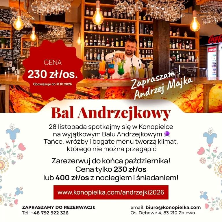  Bal Andrzejkowy 2026 z noclegiem