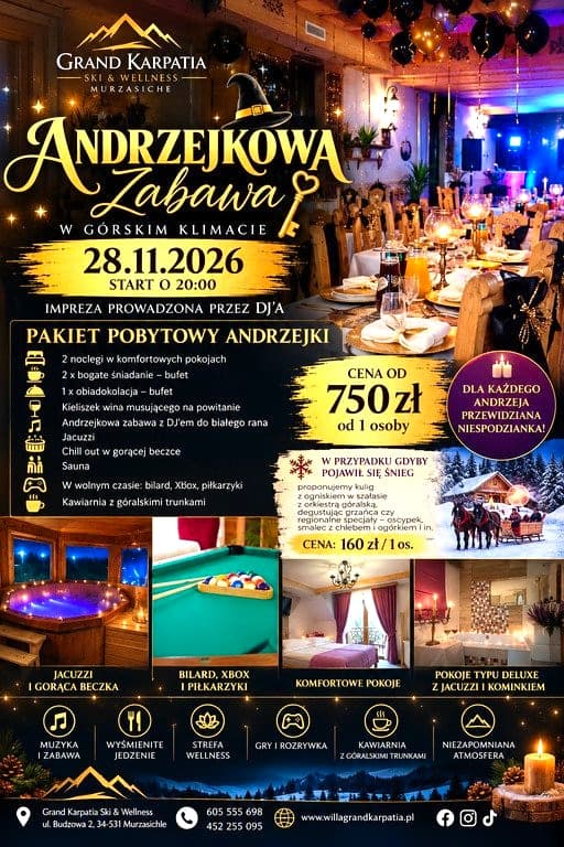 Huczne Andrzejki pod Tatrami - DJ, wróżby !