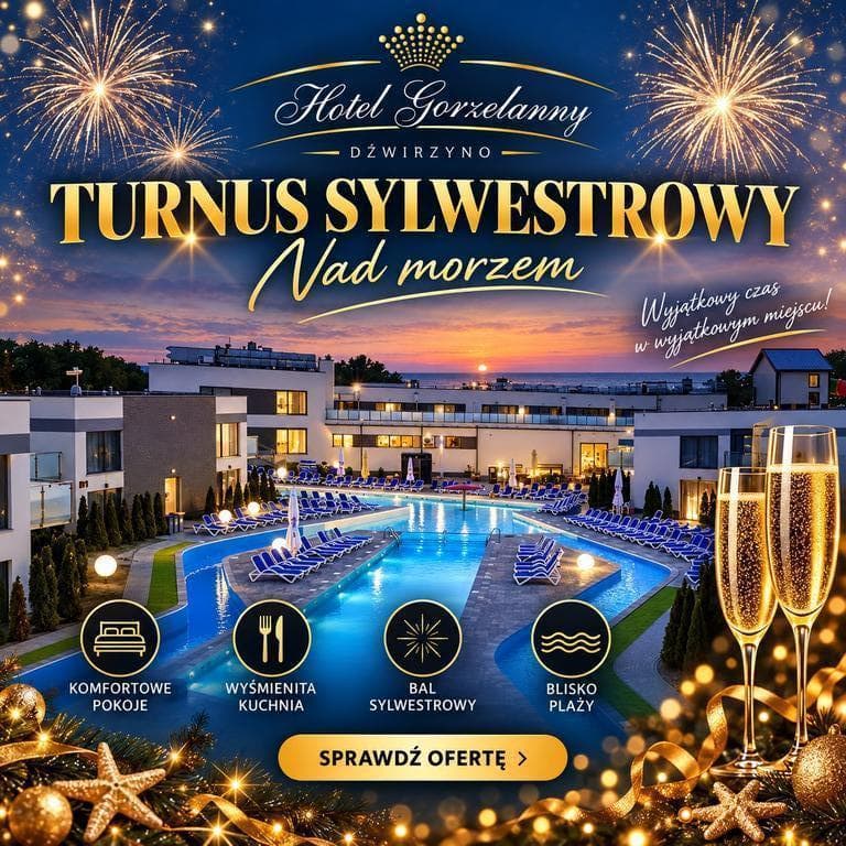 Turnus sylwestrowy nad morzem z balem i atrakcjami (basen, sauna, zjeżdżalnia) — zdjęcie 1