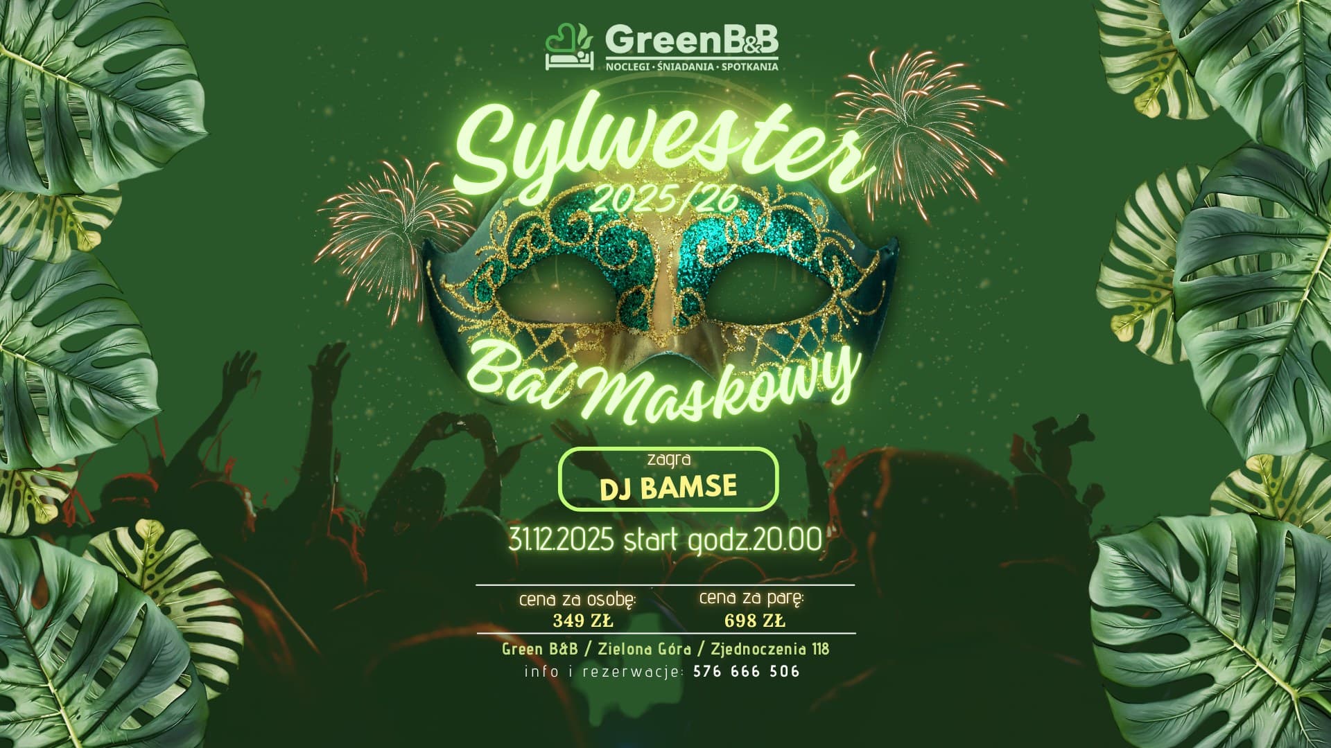 SYLWESTER 2025/26 - BAL MASKOWY w Green B&B ZIELONA GÓRA — zdjęcie 1