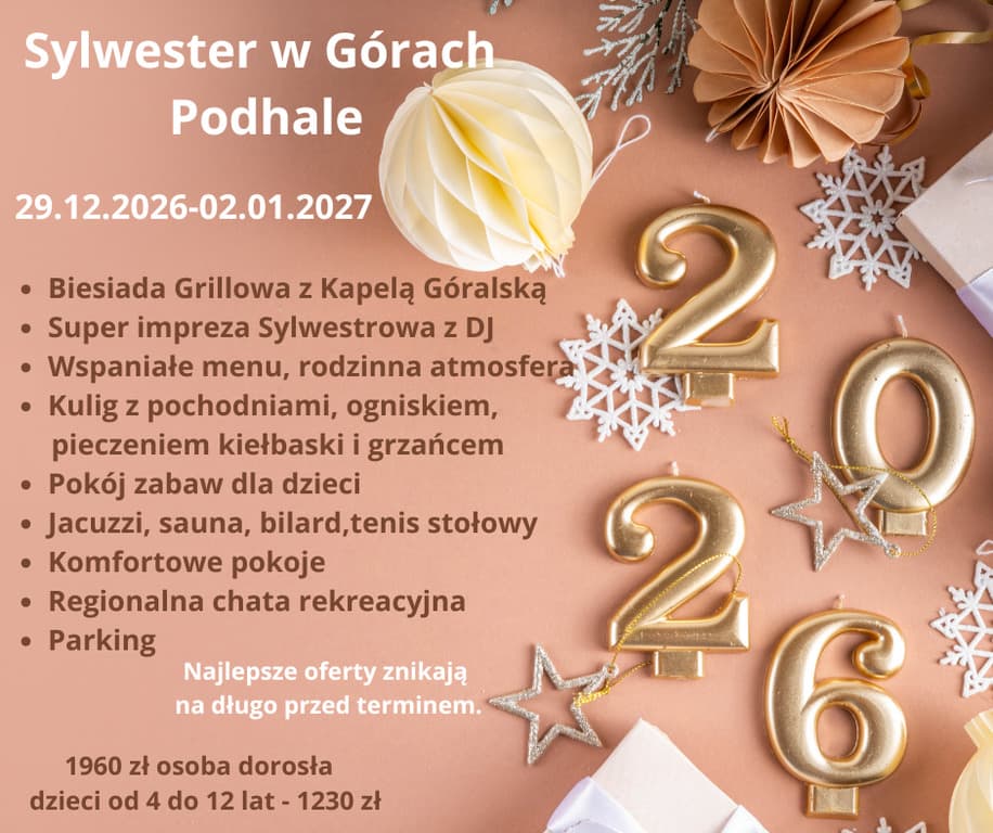 SYLWESTER 2026/2027 NA GÓRALSKĄ NUTĘ HEJ! Tatrzański Gościniec- Podhale — zdjęcie 1