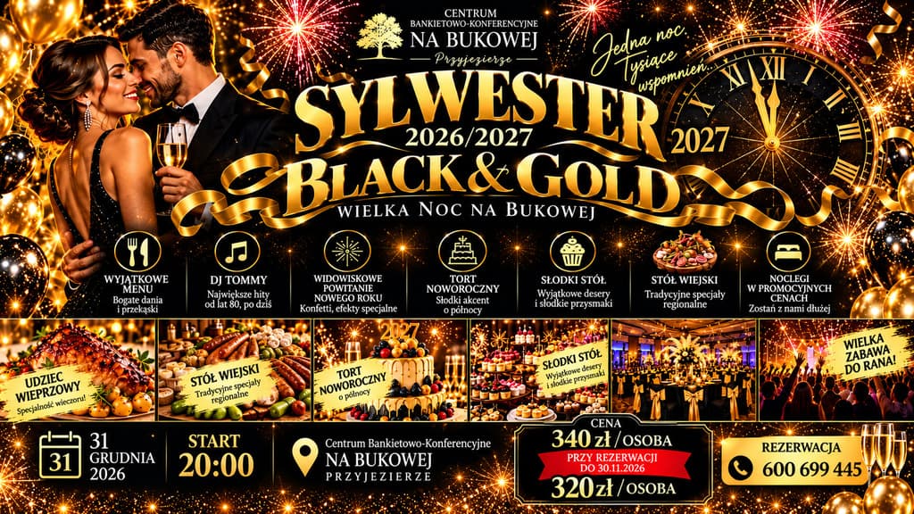 BAL SYLWESTROWY 2026/2027 ? BLACK & GOLD W PRZYJEZIERZU — zdjęcie 1