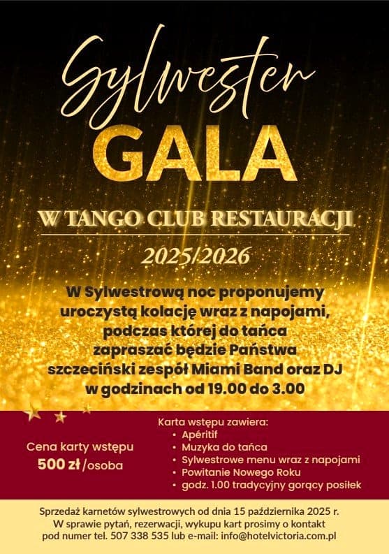SYLWESTER GALA 2025/2026 w Tango Club Restauracja