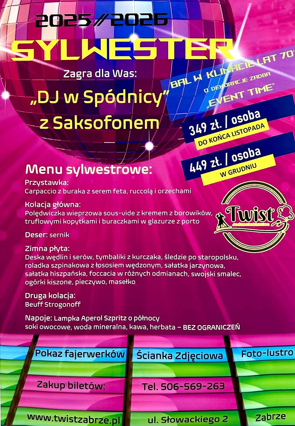 Sylwester 2025/2026 w Zabrzu | Restauracja Twist
