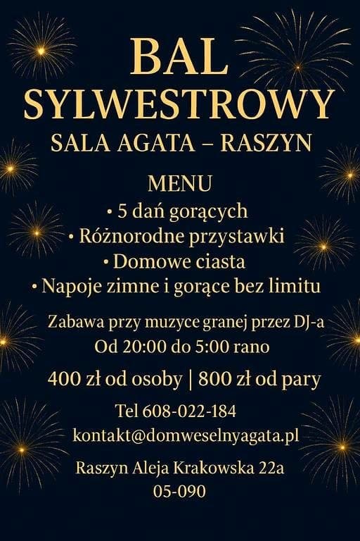 Sylwester 2025/26 Wspaniała zabawa z DJ'em do białego rana!
