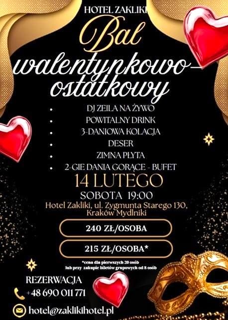 Taneczne Walentynki na Balu Karnawałowym Zakliki Hotel