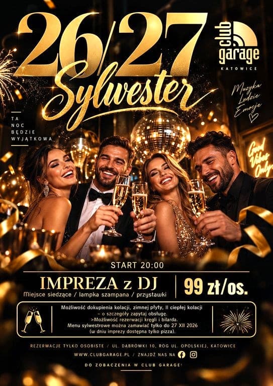 Sylwester 2026/27 w Clubie Garage