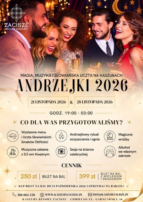 BAL ANDRZEJKOWY z noclegiem lub 3-dniowy pobyt - Kaszuby ok 34km od Gdańska