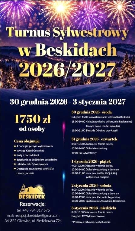 Pobyt Sylwestrowy w Beskidach Ośrodek Wypoczynkowy Beskidek