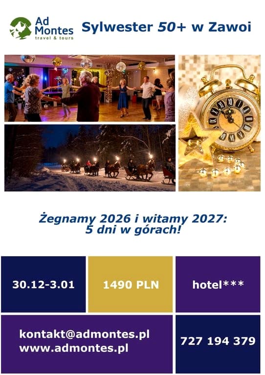 Sylwester 50 + w górach, bal, noclegi, wyżywienie, narty, lodowisko