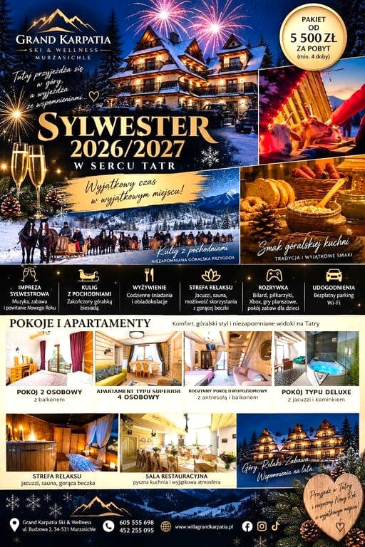 Bajkowy sylwester pod Tatrami - kulig, impeza!!!